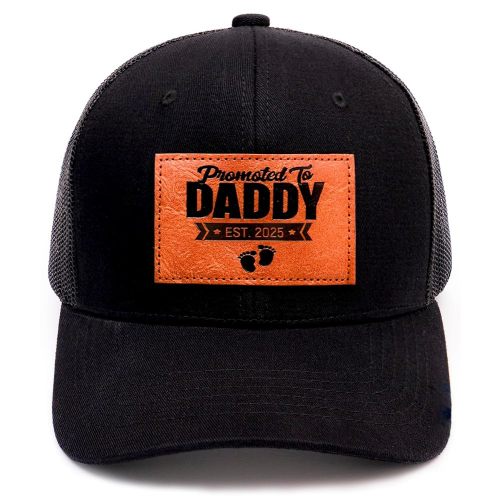 Promoted to Daddy Est. 2025 Hat, Baby Gift for New Daddy, Perfect New Father Gift First Dad Hat, Fathers Day Birthday Gifts for 1st Papa Trucker Baseball Cap Black