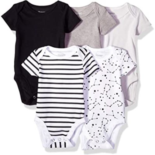 Hanes Baby Bodysuits, Ultimate Flexy Short Sleeve for Boys & Girls, 5-Pack