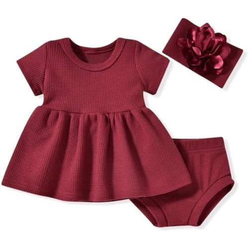 Unutiylo Preemie Newborn Baby Girl Clothes 0-18M Knitted Tunic Top Short Set Summer Outfits Premie Girls Clothing Set