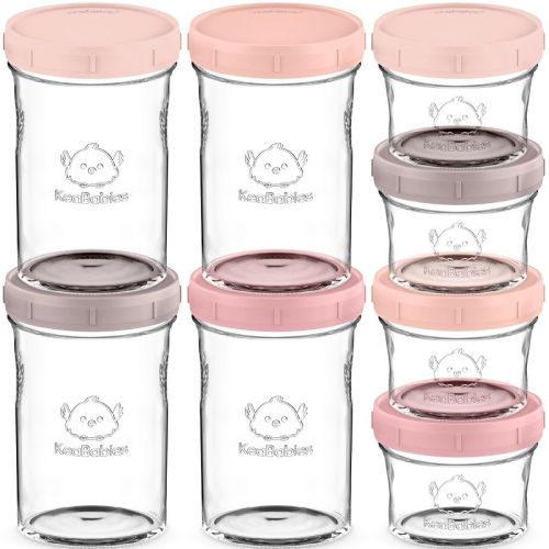 8pk Prep Baby Food Storage Containers, Leak-Proof, BPA Free Glass Baby Food Jars for Feeding (Roseate)