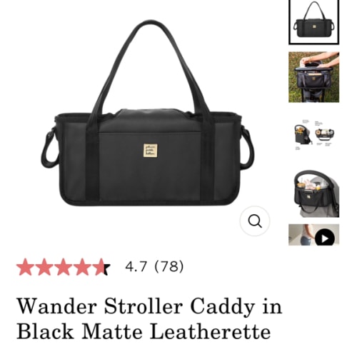 Wander Stroller Caddy in Black Matte Leatherette