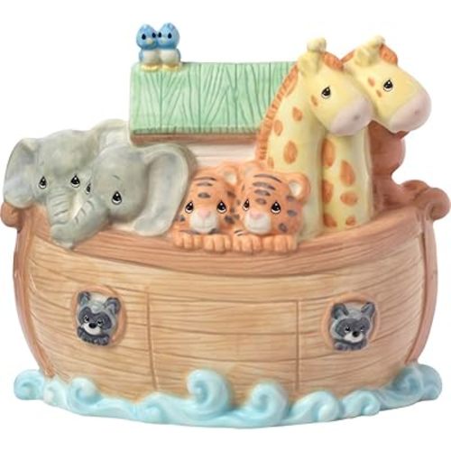 Precious Moments Noah's Ark Porcelain Baby Bank - Nursery Decor with Top Slot - 173434