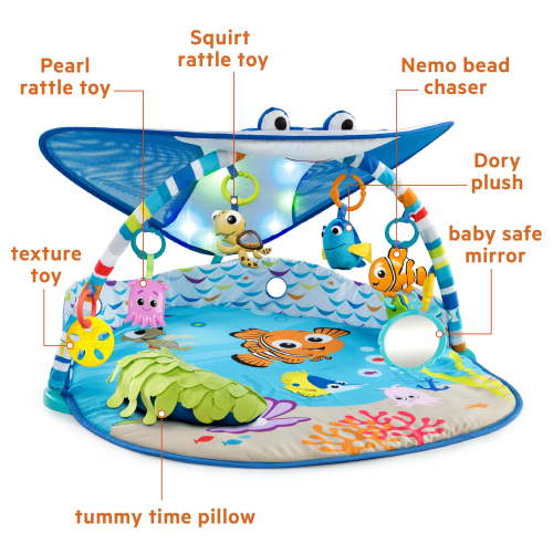 Bright Starts Disney Baby Finding Nemo Mr. Ray Infant Playmat & Newborn Activity Gym