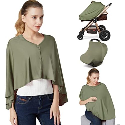 Nursing Cover & Baby Nursing Poncho,Multi Use Breastfeeding Cover for CarSeat Canopy, High Seat Cover, Stroller Cover, Shopping Cart Cover,Nursing Scarf for Boy and Girl by Kefee Kol (Green)