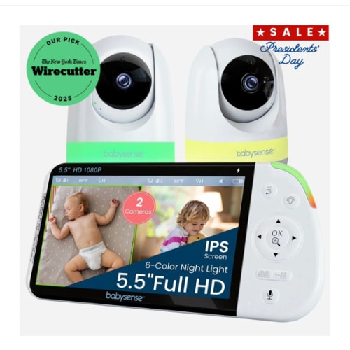 Babysense MaxView PRO: Video Baby Monitor with 2 Cameras, Non Wifi, Sp