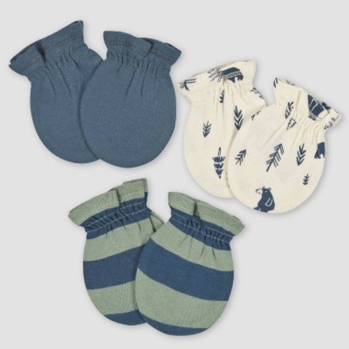 Gerber Baby Boys' 3pk Bear Mittens - White/Forest Green/Navy Blue