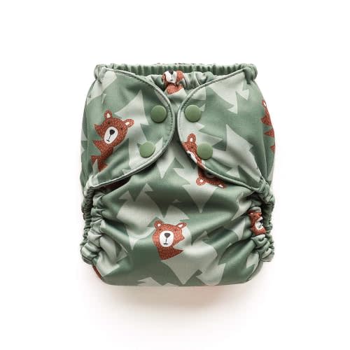 Esembly Cloth Diaper Cover, Peek-a-Bear, Size 2 (18-35lbs) | Reusable, Waterproof, Breathable and Adjustable Outer Layer Over Absorbent Inner, Blowout Protection and Reusbale Swim Diaper