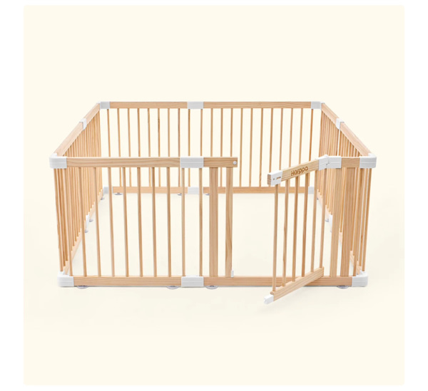 HARPPA Grovi Wooden Baby Gate Playpen | Non-Toxic Foldable DIY Adjustable Play Yard for Infants & Toddlers – Natural Finish Baby Fence for Small & Large Spaces
