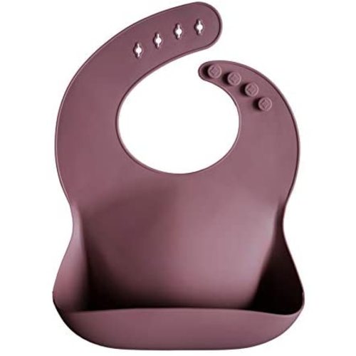 mushie Silicone Baby Bib | Adjustable Fit Waterproof Bibs (Dusty Rose)