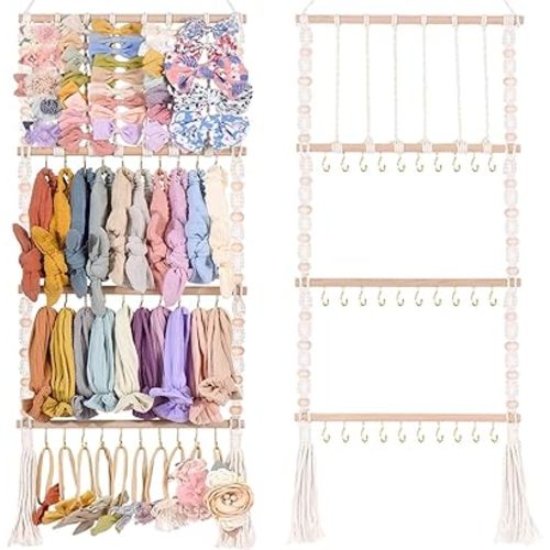 VISATOR Headband Holder Bows Organizer For Girls Hair Bows Holder Baby Headband Hair Accessories Organizer For Baby Girls Bow Hanger Storage For Girls Hair Bows For Toddler Girls Room Wall Decor (W1)