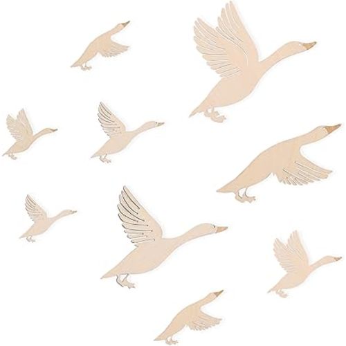 WUTKYAX Wooden Goose Wall Art - Cute Plywood Geese Decals, Rustic Farmhouse Wall Art Signs, For Bedroom Living Room Kitchen Office Decorations