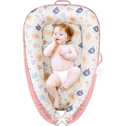 Baby Lounger - Baby Lounger Pillow for Newborn, Breathable & Soft Baby Nest Co Sleeper for Baby 0-24 Months, Baby Shower Gifts, Portable Infant Lounger Baby Floor Seat for Home and Travel (Elephant)