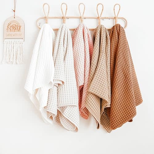 Konssy Waffle Baby Blankets, Nursery Blankets for Boys Girls, Swaddle Blankets Neutral Soft Lightweight Toddler and Kids Throw Blankets(Oat)