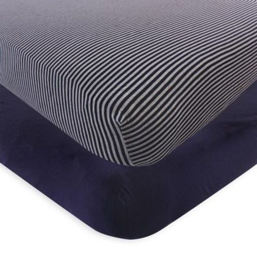 Touched By Nature Baby Organic Cotton Crib Sheet, Navy Heather Gray, One Size