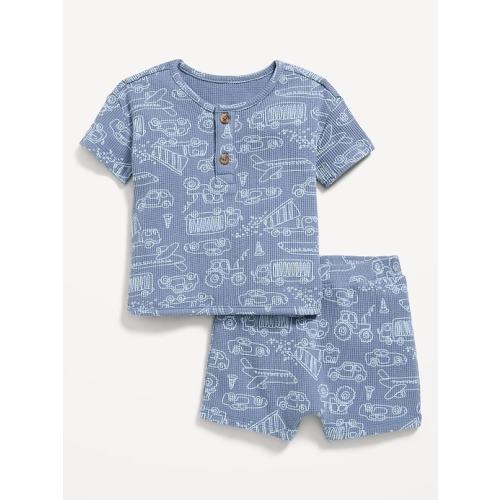 Jacquard-Knit Henley Shirt and Shorts Set for Baby