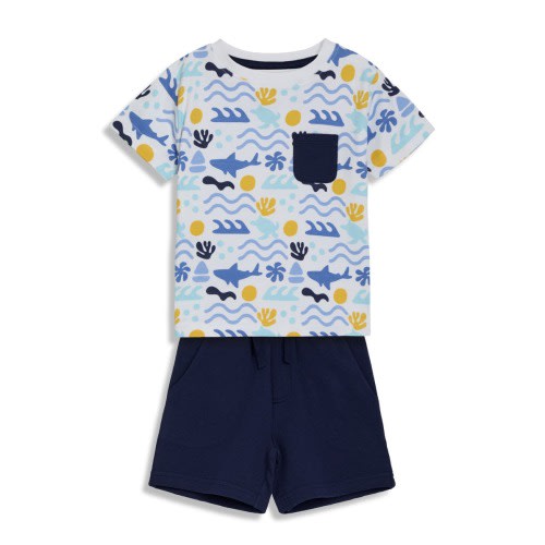 Sea Ocean T-Shirt & Shorts Set, 3-6M
