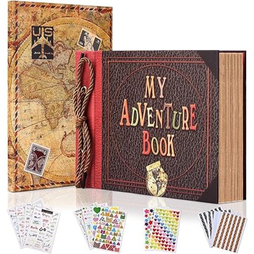My Adventure Book Baby Photo Album Scrapbook with Hard Cover, Inspired by Movie Up, for Anniversary, First Year Baby Album, Newborn, Toddler & Kids Gift Set, Baby Shower, Holds 80+ 4x6" Photos