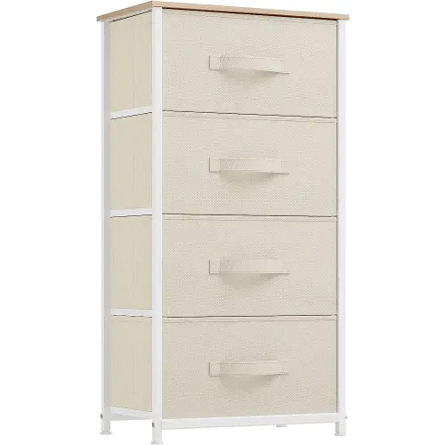YITAHOME 4-Drawer Fabric Dresser, Dresser for Bedroom, Living Room, Hallway, Closet, Sturdy Steel Frame, Wooden Top, Easy-to-Pull Fabric Bins