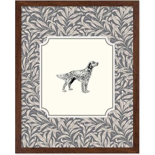 Vintage Poster - Retro Dog Print - 8x10 Brown Framed