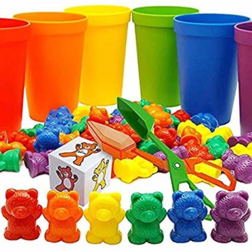 Skoolzy Rainbow Counting Bears with Matching Sorting Cups and Dice