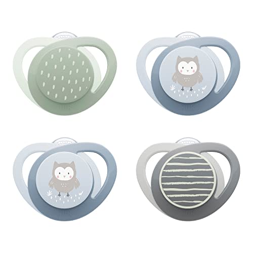 NUK Glow-in-The-Dark Orthodontic Pacifier with Heart-Shaped Shield, BPA-Free, fits 0-6 Months, 4-Pack