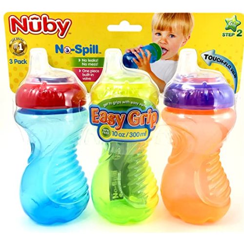 Nuby No Spill Easy Grip 10 Oz Sippy Cups 3 Pack