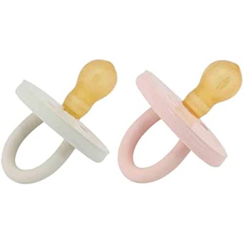 HEVEA Natural Rubber Pacifier BumiBébé - Round Newborn Pacifiers 0+ Months Two-Pack - Rose & Sage