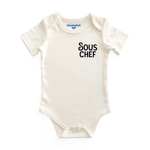 Sous Chef Cotton Short Sleeve Bodysuit | Snack Lover & Chef Gift, Gender Neutral Infant Jumper, Foodie Baby Pregnancy Announcement, Housewarming