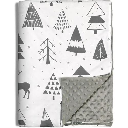 Baby Blanket for Boys & Girls with Double Layer Dotted Backing - Super Soft & Breathable Crib Blankets for Toddlers with Beautiful Woodland Deer Print 30x40 Inch