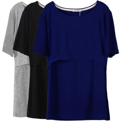 Smallshow Women's Maternity Nursing Tops Short Sleeve Breastfeeding Clothes
