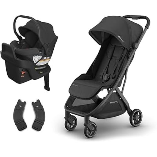 UPPAbaby Travel System, Includes Minu V3 Stroller + Aria Lightweight Car Seat Combo - Adapters, Car Seat, Base + Infant Insert Included - Jake (Charcoal)