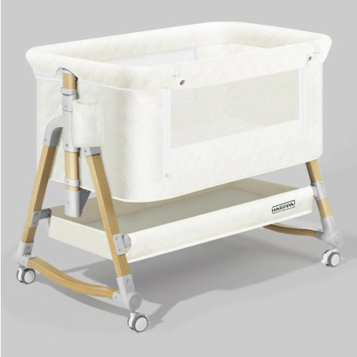 HARPPA Cuddly 3-in-1 Baby Bassinet Bedside Sleeper for Reflux | Attaches to Bed, Adjustable 5 Heights, Non-Toxic & CPSC Certified | Sturdy Aluminum Frame, Portable Wheels, Tool-Free Setup, Gentle Rocking | Perfect for Newborns, Infants, Small Spaces & Saf
