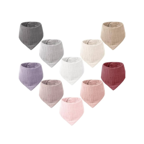 Konssy Muslin Baby Bibs 10 Pack Baby Bandana Drool Bibs 100% Cotton for Unisex Boys and Girls, Soft Absorbent Set for Teething and Drooling