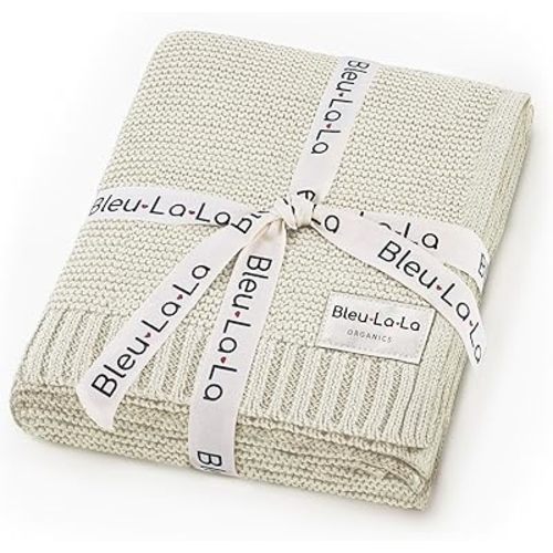 Organic Cotton Unisex Swaddle Receiving Blanket - 100% Luxury Knit Cotton - Soft Warm Crib Swaddling Blanket for Newborns Infants Boys & Girls (0-2Yrs - Butter Cream)