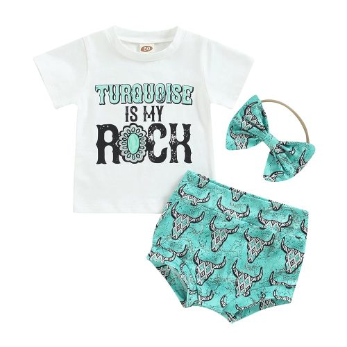Newborn Infant Baby Girl Outfit 3pcs Letter Print Western Clothes Sets Short Sleeve Tassel T-Shirts Shorts
