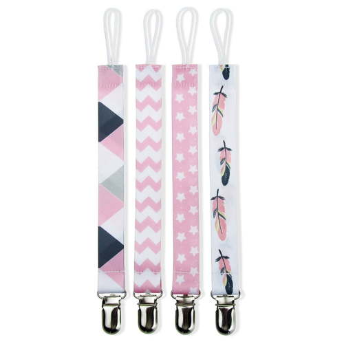 BESTSKY 4 Pcs Pacifier Clip,Anti-Drop Design Pacifier Clips Baby Girl,Secure Attachment Easy Carry Pacifier Holder,Style1