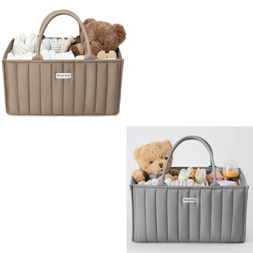 Blissful Diary Baby Diaper Caddy Organizer Mocha Brown + Light Gray