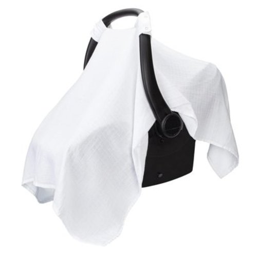 Comfy Cubs Baby Car Seat Cover - Soft, Breathable & Lightweight Large Car Seat Canopy, White