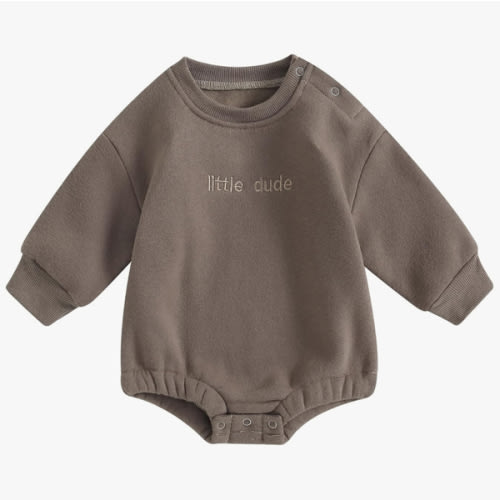 VISGOGO Newborn Infant Baby Boy Girls Oversized Romper Little Dude Sweater Onesie Coming Home Outfit Neutral Clothes