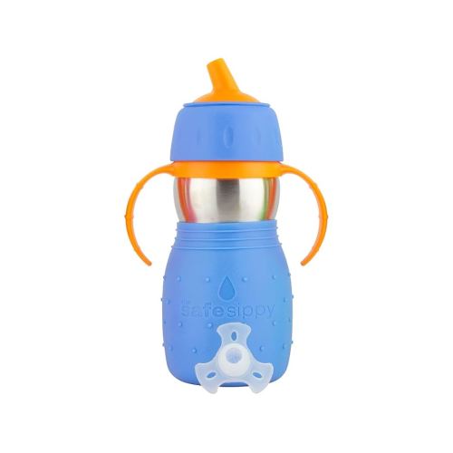 Kid Basix Safe Sippy, Stainless Steel Cup for Babies/Toddlers, Round Spout, Dishwasher Safe, BPA Free, 11 OZ. Travel/School/Play Blue