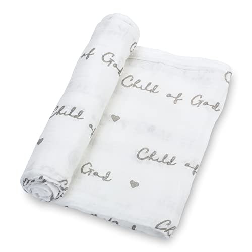 LollyBanks Baby Swaddle Blanket, 100% Cotton Muslin Blankets for Boys and Girls, 47 x 47 Inches Soft and Breathable Newborn Swaddle, Gentle Baby Wrap Swaddle, Registry (Child of God Print)