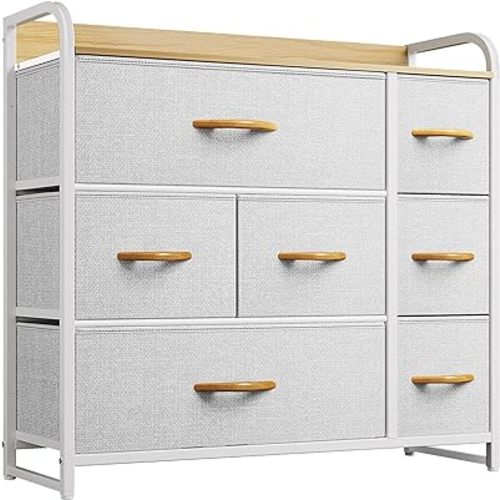 YITAHOME Dresser with 7 Drawers - Fabric Storage Tower, Organizer Unit for Bedroom, Living Room, Hallway, Closets & Nursery - Sturdy Steel Frame, Wooden Top & Easy Pull Fabric Bins