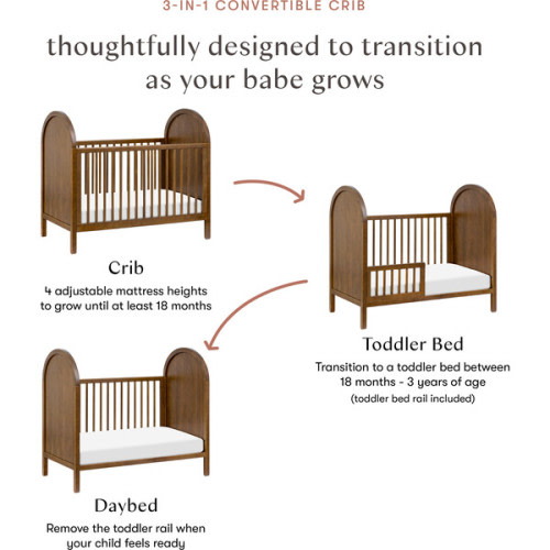 Bondi 3-In-1 Convertible Crib, Natural Walnut - Babyletto | Maisonette