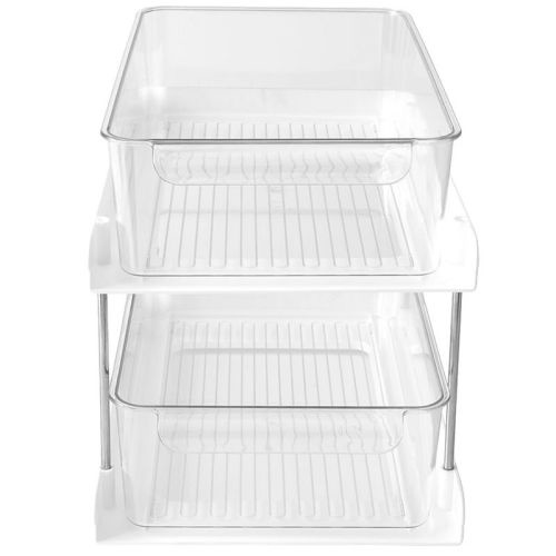 The Lakeside Collection Sliding Plastic Drawer Storage Organizer - 2-tier