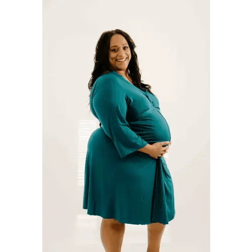 Lila Labor & Postpartum Gown in Deep Teal