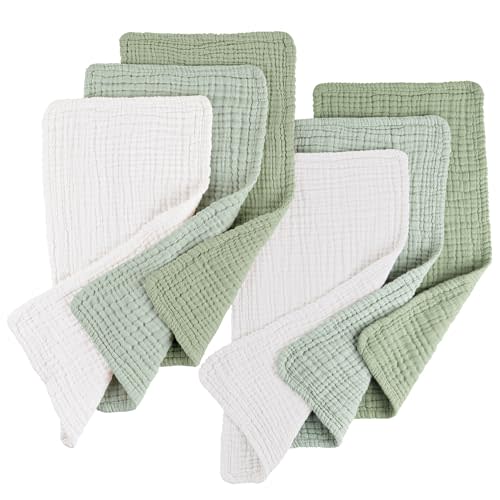 Konssy Muslin Baby Burp Cloths Sets for Unisex- 6 Pack Large 100% Cotton Burping Clothes for Newborn,Baby Girls and Boys