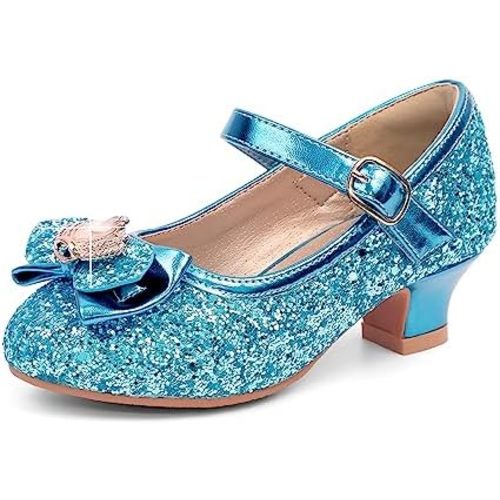 PANDANINJIA Molly Girls Dress Shoes Mary Jane Heels Flower Wedding Party Back to School Pump Shoes for Toddler Little Kid