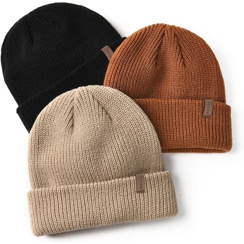 FURTALK Toddler Beanie Baby Boys Girls Beanies Kids Winter Hats Children Knit Warm Caps - 0-6 Months - Black+caramel+burlywood