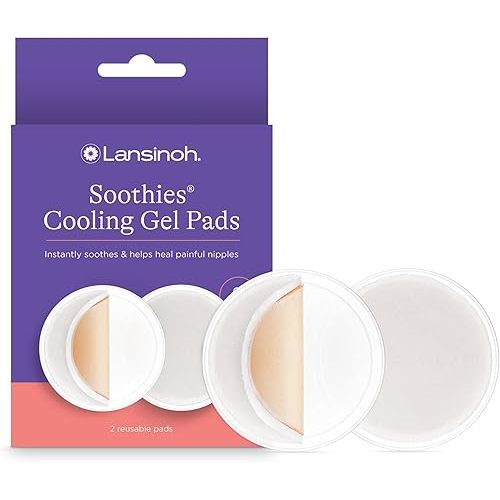 Lansinoh Soothies Cooling Gel Pads, Breastfeeding Essentials, Provides Cooling Relief for Sore Nipples, 2 Count (Pack of 1)