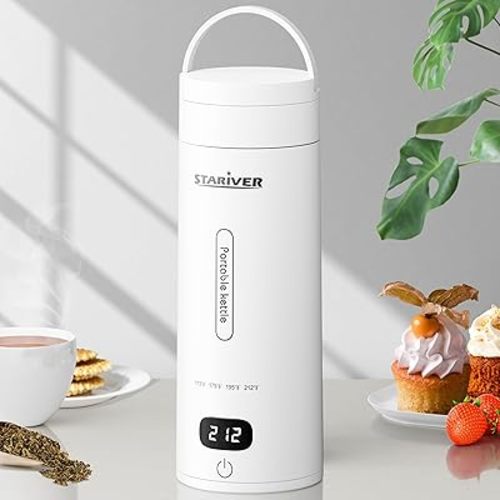 Portable Electric Kettle, Small Travel Electric Kettle for Travel & Business, Mini Hot Water Boiler with 4 Temperature Keep-warm, 304 Stainless Steel Auto Shut-Off and Boil Dry Protection